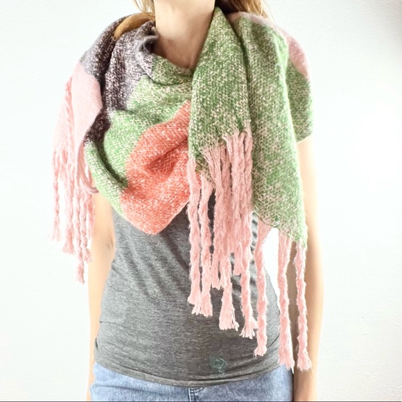 SHIRALEAH |🧣Earthy Tones Striped Color Block Super Soft Fringe Wnds Scarf Wrap - Picture 3 of 8